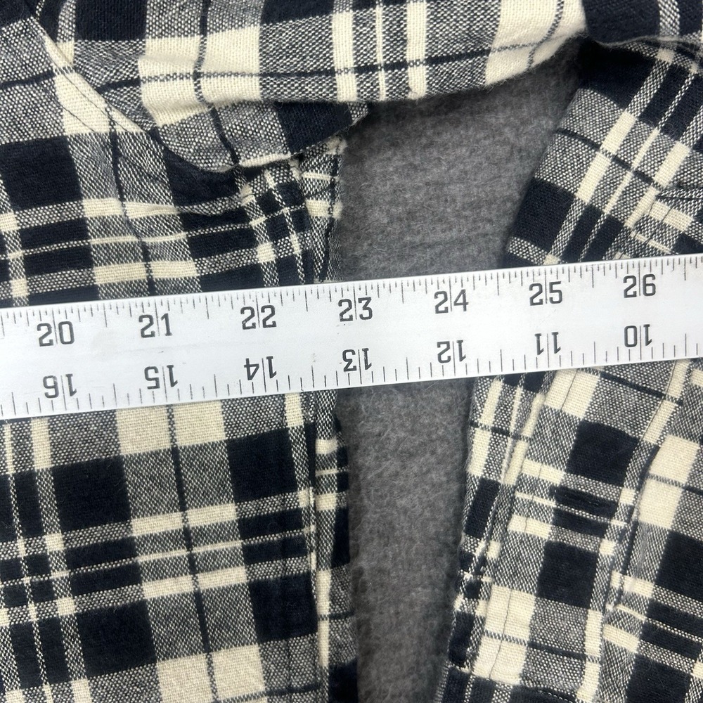 J. Crew Workshirt Mens Large Ivory black plaid Flannel Button Up Long Sleeve - Picture 7 of 12
